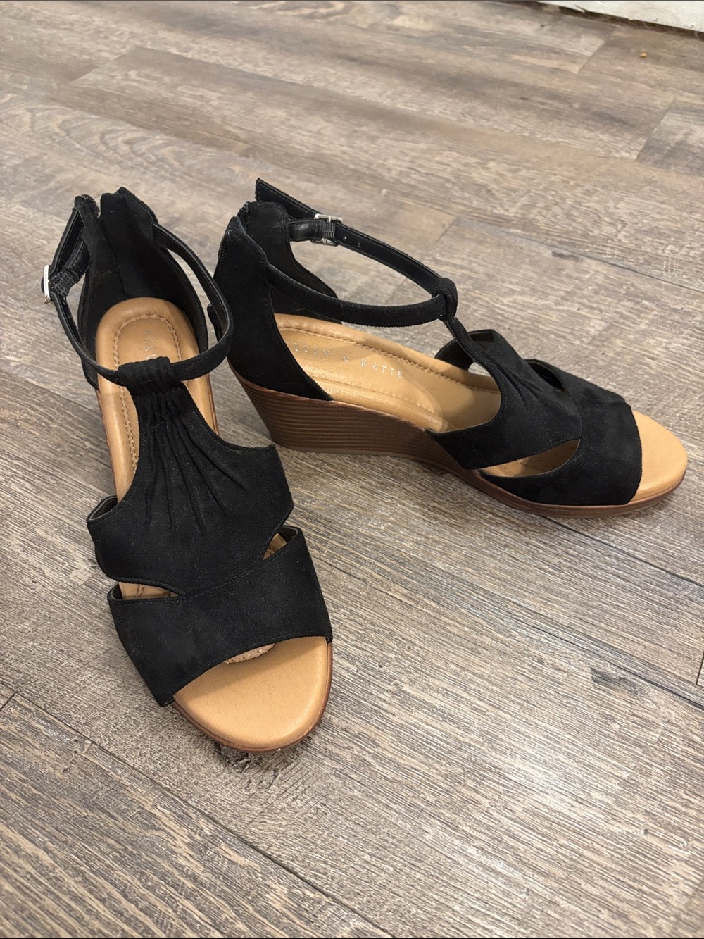 Black Suede Wedge Sandals